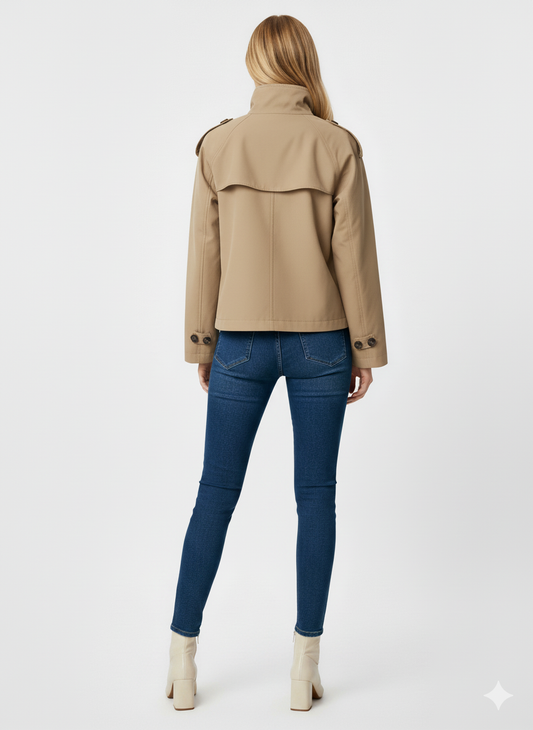 K-Stride Lapel Double-Breasted Windbreaker Jacket