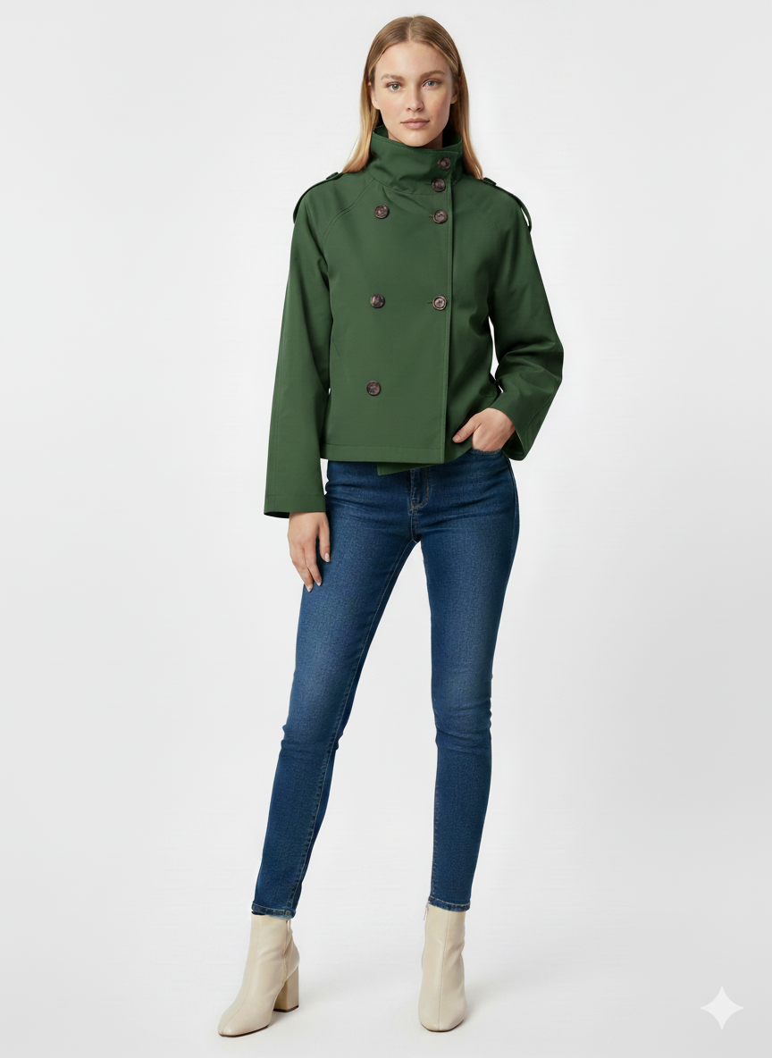 K-Stride Lapel Double-Breasted Windbreaker Jacket