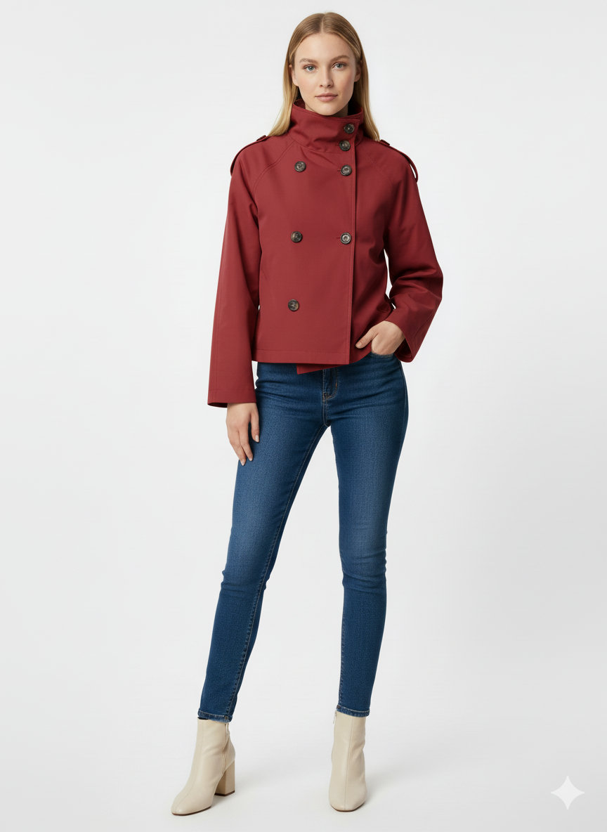 K-Stride Lapel Double-Breasted Windbreaker Jacket