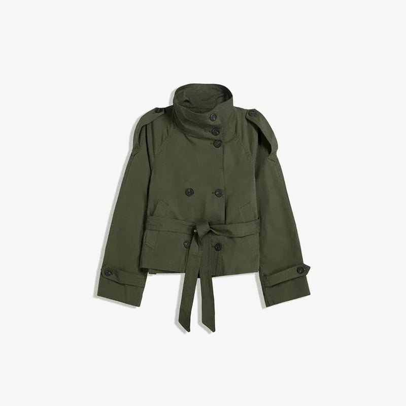 K-Stride Lapel Double-Breasted Windbreaker Jacket