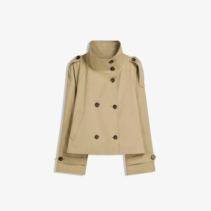 K-Stride Lapel Double-Breasted Windbreaker Jacket