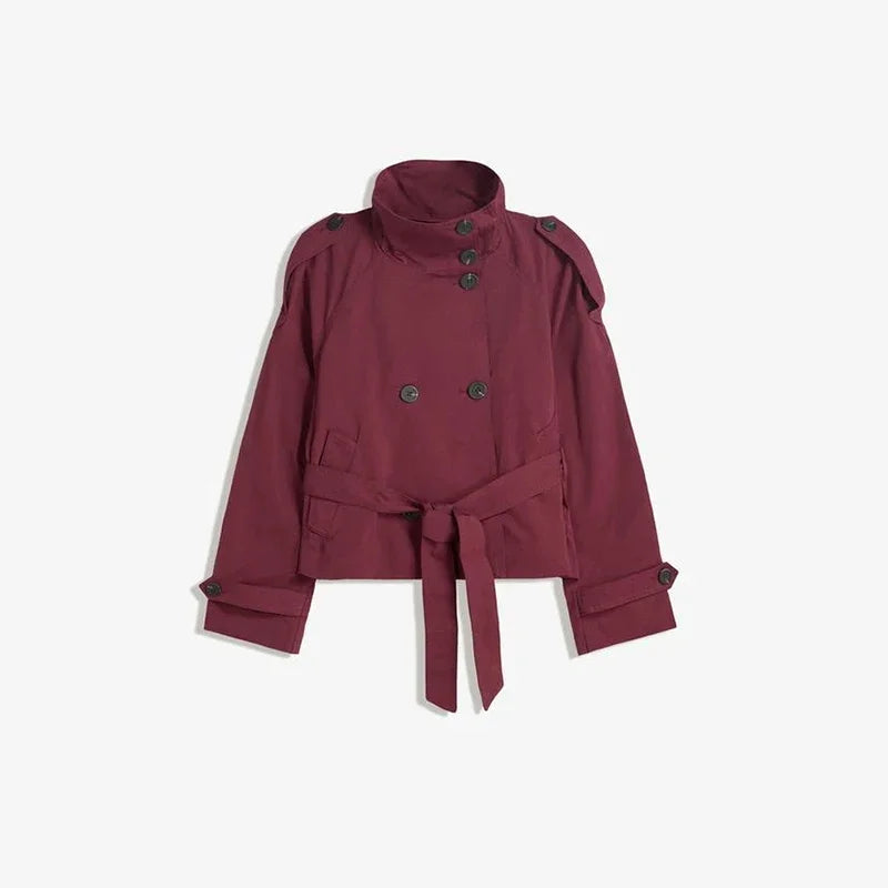 K-Stride Lapel Double-Breasted Windbreaker Jacket